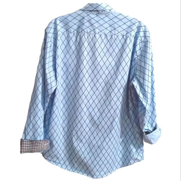 Coofandy Men's Patterned Button Down Shirt Size L Blue and Black Long Sleeve - Picture 2 of 9